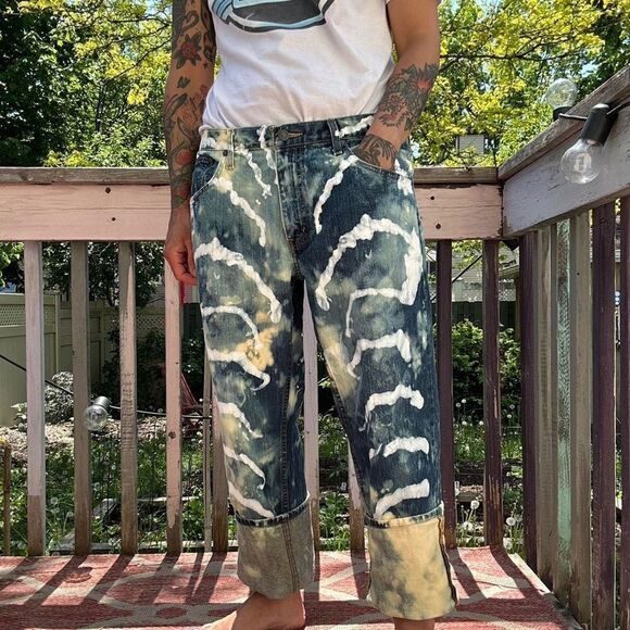 Eclectic one of one painted vintage jeans 36 - Picture 10 of 10